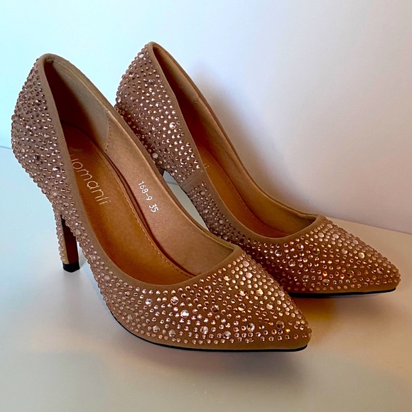 Rose Gold Rhinestone Heels - Picture 1 of 2